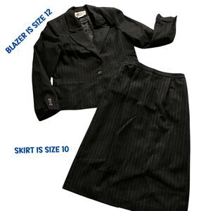 VTG Judy's Place Wool Blend Skirt Suit Set Blazer sz 12 Midi Skirt sz 10 Career